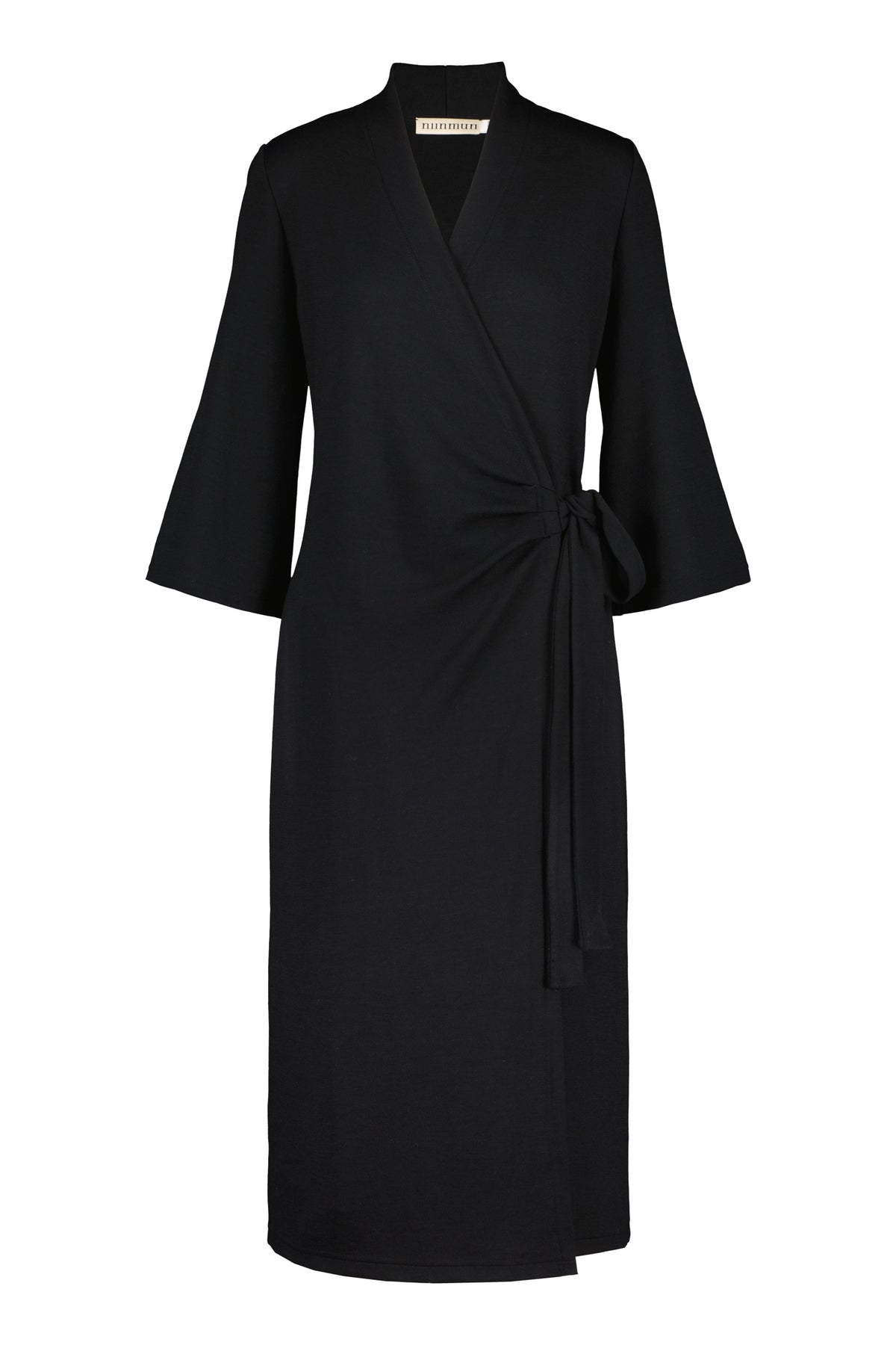KAIT MERINO WOOL WRAP DRESS BLACK