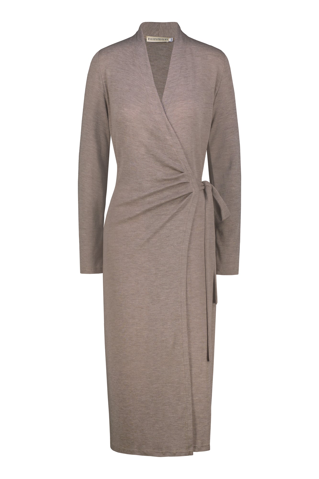 wool wrap dress Själö Merino wool wrap dress in light brown. – Niinmun Design