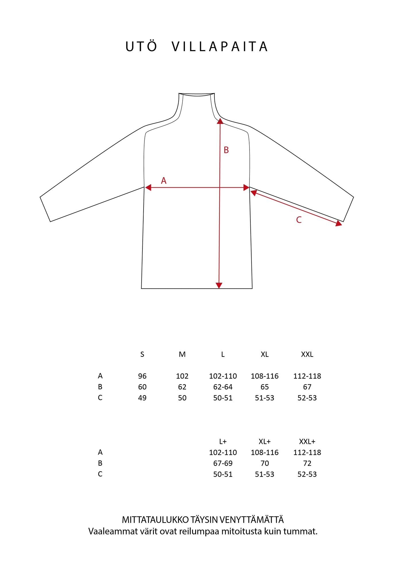 UTÖ VILLAPAITA KAISLA +PITUUS L-XXL